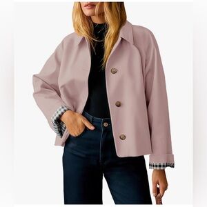 NWT Pink Cropped Trench Coat-S